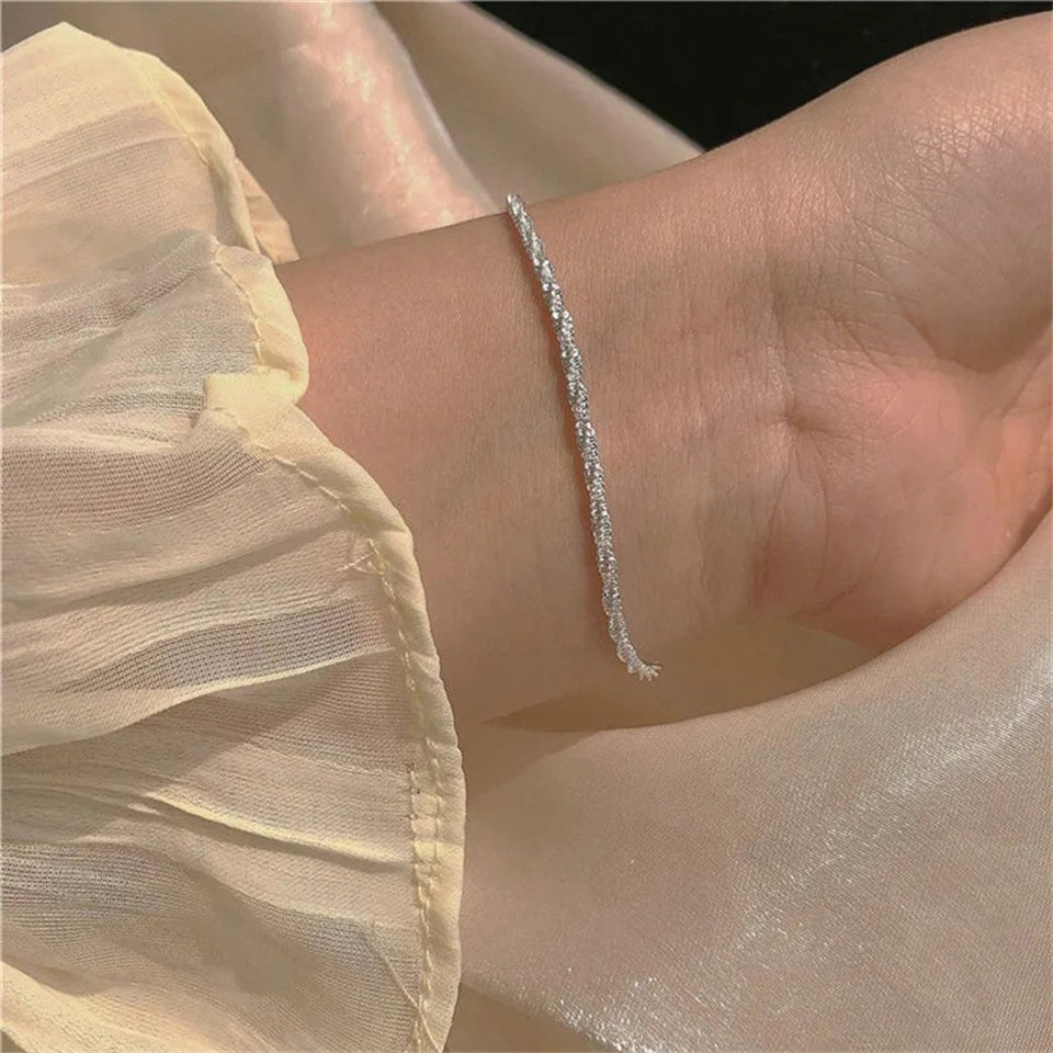 Adjustable Sparkling Gypsophila Stainless Steel Bracelet
