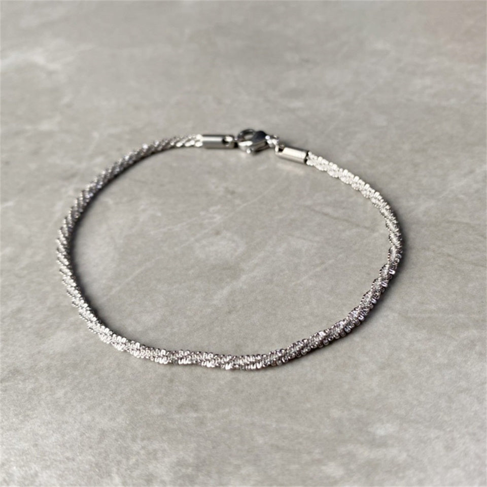 Adjustable Sparkling Gypsophila Stainless Steel Bracelet