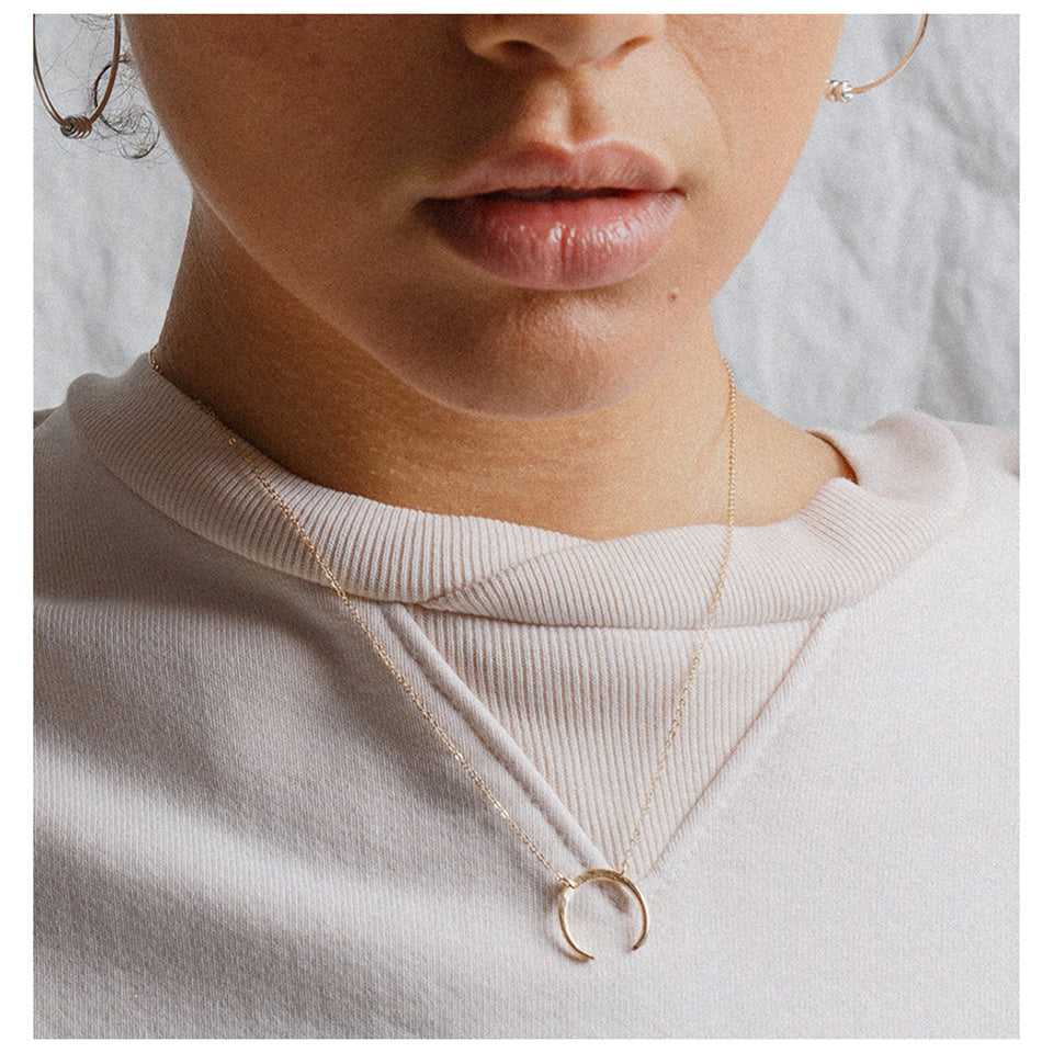 Horn Pendant Stainless Steel Necklace