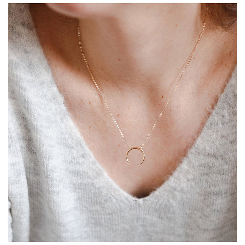 Horn Pendant Stainless Steel Necklace