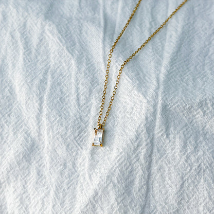 Rectangular Zirconia Pendant Necklace