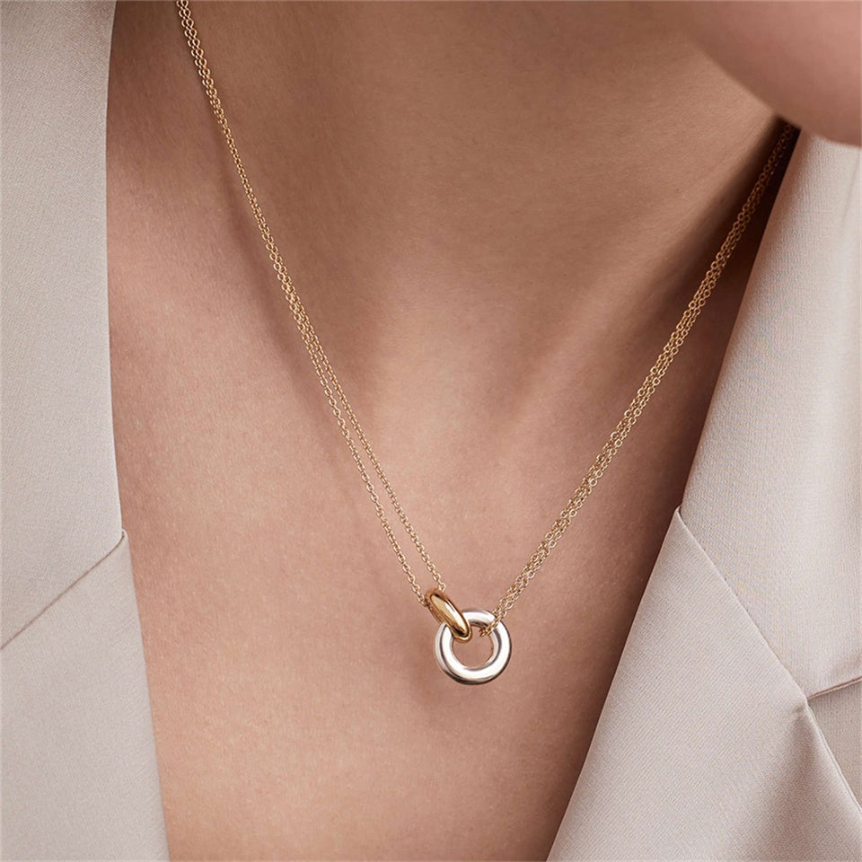 Two-Color Pendant Stainless Steel Necklace