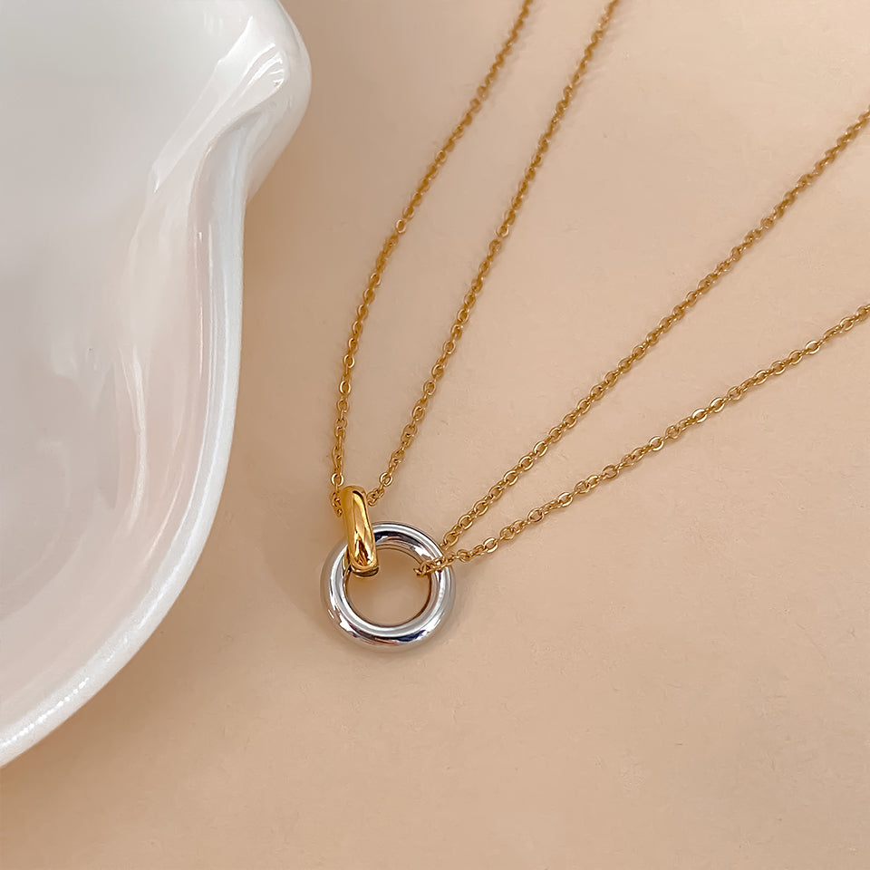 Two-Color Pendant Stainless Steel Necklace