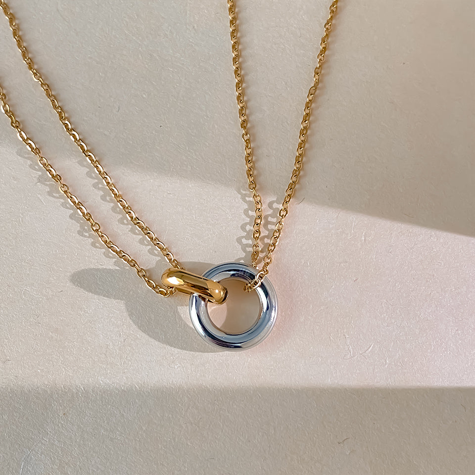 Two-Color Pendant Stainless Steel Necklace