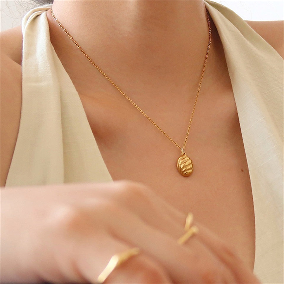 Classic Croissant Pendant Stainless Steel Necklace