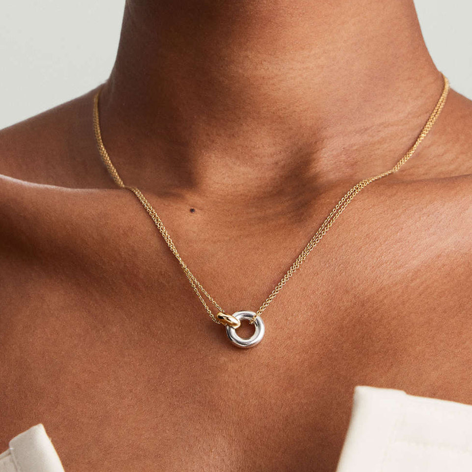 Two-Color Pendant Stainless Steel Necklace
