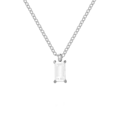 Rectangular Zirconia Pendant Necklace