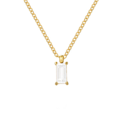 Rectangular Zirconia Pendant Necklace