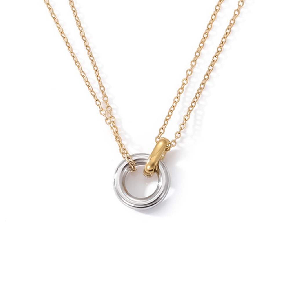 Two-Color Pendant Stainless Steel Necklace